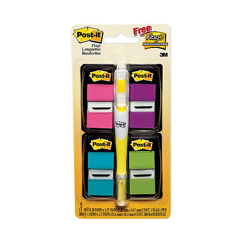 Post-it Page Flag Value Pack, Assorted Colors, 200 Flags and Highlighter with 50 Flags (MMM680PPBGVA)