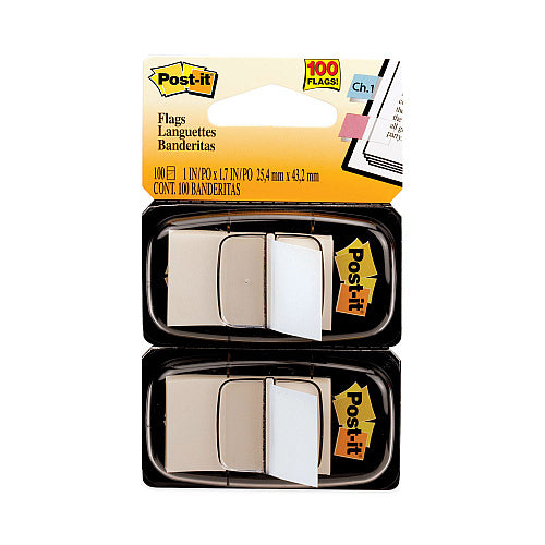 Post-it Standard Page Flags in Dispenser, White, 50 Flags/Dispenser, 2 Dispensers/Pack (MMM680WE2)