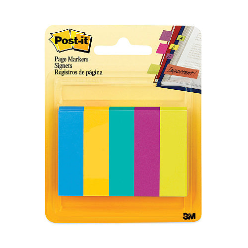Post-it Page Flag Markers, Assorted Colors,100 Flags/Pad, 5 Pads/Pack (MMM6705AU)