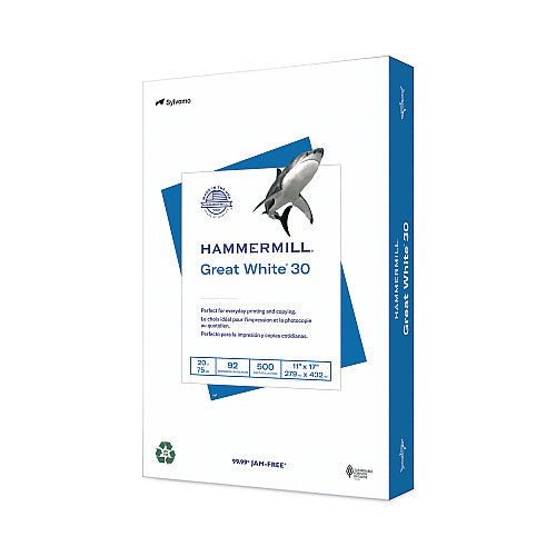 Recycled Print Paper, 92 Bright, 20 lb Bond Weight, 11 x 17, White, 500/Ream (SPRSC70011)