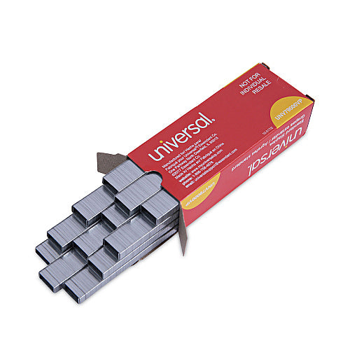 Universal Standard Chisel Point Staples, 0.25" Leg, 0.5" Crown, Steel, 5,000/Box, 5 Boxes/Pack, 25,000/Pack (UNV79000VP)