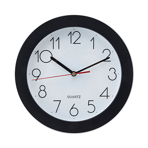 Universal Bold Round Wall Clock, 9.75" Overall Diameter, Black Case, 1 AA (sold separately) (UNV10421)