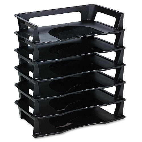 Rubbermaid Regeneration Recycled Plastic Letter Tray, 6 Sections, Letter Size Files, 9.13" x 15.25" x 2.75", Black (RUB86028)