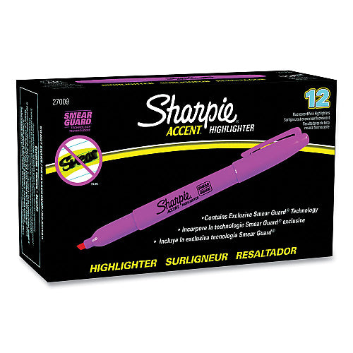 Sharpie Pocket Style Highlighters, Fluorescent Pink Ink, Chisel Tip, Pink Barrel, Dozen (SAN27009)