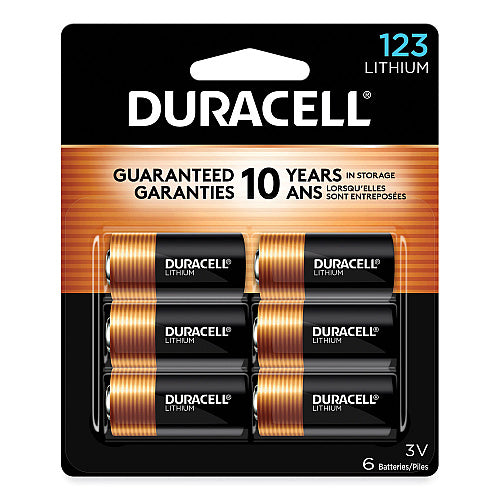 Duracell Specialty High-Power Lithium Batteries, 123, 3 V, 6/Pack (DURDL123AB6PK)