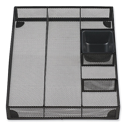 Universal Metal Mesh Drawer Organizer, Six Compartments, 15 x 11.88 x 2.5, Black (UNV20021)
