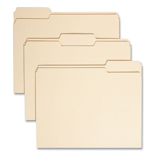 Smead 100% Recycled Manila Top Tab File Folders, 1/3-Cut Tabs: Assorted, Letter Size, 0.75" Expansion, Manila, 100/Box (SMD10339)