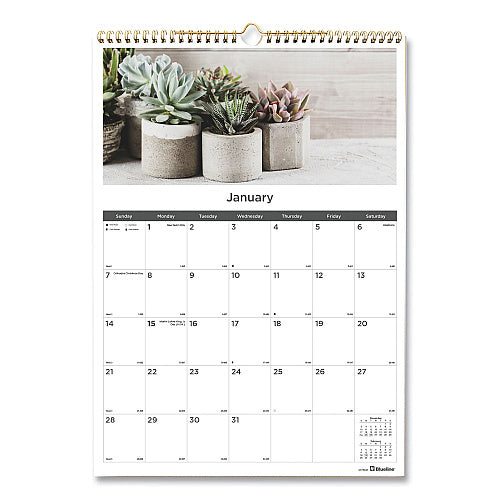 Blueline 12-Month Wall Calendar, Minimalistic Artwork, 12 x 17, White/Multicolor Sheets, 12-Month (Jan to Dec): 2026 (REDC173121)