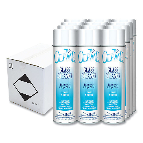 Claire Gleme Glass Cleaner, 19 oz Aerosol Spray, Dozen (SPRACL050)