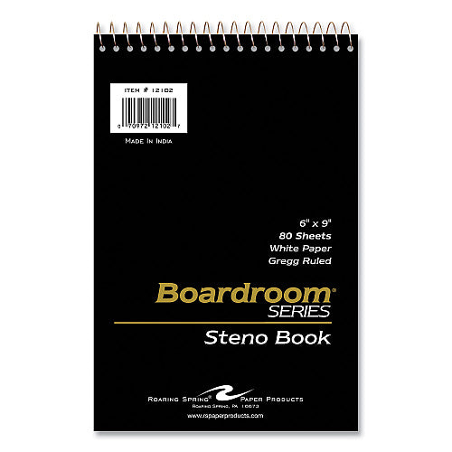 Roaring Spring Boardroom Series Steno Pad, Gregg Rule, Brown Cover, 80 White 6 x 9 Sheets (ROA12102)