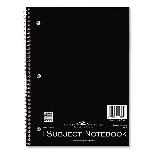 Roaring Spring Wirebound Notebook, 1-Subject, Medium/College Rule, Randomly Assorted Cover, (100) 11 x 8.5 Sheets,(11015)