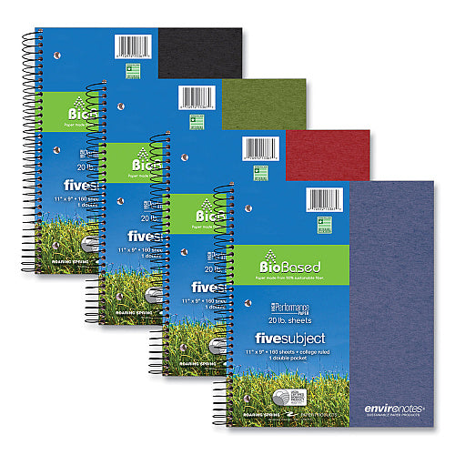Roaring Spring Earthtones BioBased 5 Subject Notebook, Medium/College Rule, Randomly Assorted Covers, (160) 11x9 Sheets (ROA13367)