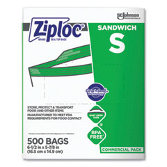 ZIPLOCK Resealable Sandwich Bags, 6.5" x 6", Clear, 500/Box, 500/BX (SJN682255)