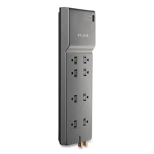 Belkin Home/Office Surge Protector, 8 AC Outlets, 12 ft Cord, 3,390 J, Dark Gray (BLKBE10823012)
