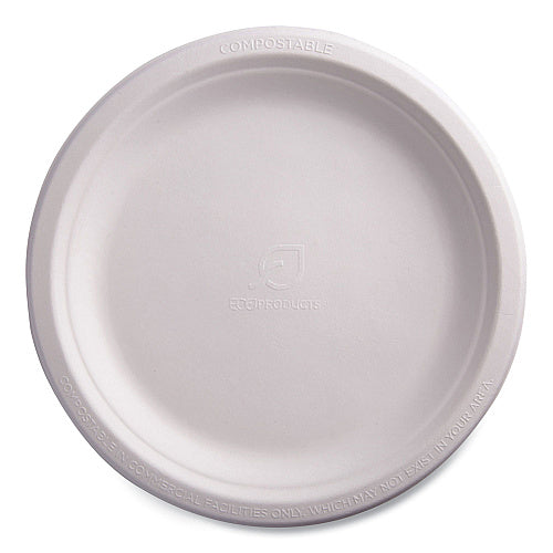 Eco-Products Vanguard Renewable and Compostable Sugarcane Plates, 9" dia, White, 50/Carton (ECOEPP013NFA)