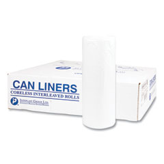 Interplast High-Density Commercial Can Liners, 55 gal, 14 mic, 36" x 60", Clear, Interleaved Roll, 25 Bags/Roll, 8 Rolls/Carton 200/CS (IBSS366014N)