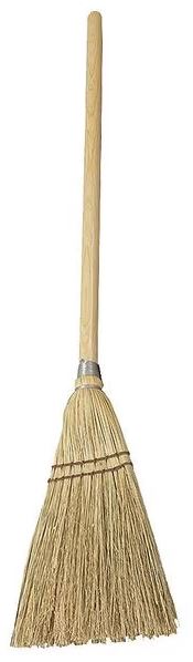 7 in Sweep Corn Broom, Soft/Stiff Combination, Natural, Tan, 28 in L Handle (34F929)
