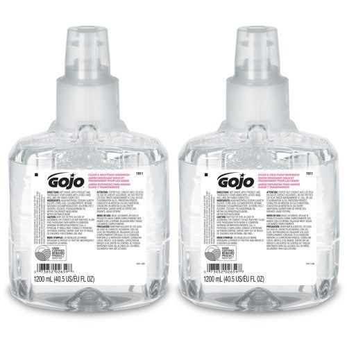 GOJO® Clear and Mild Foam Handwash Refill, For LTX-12 Dispenser, Fragrance-Free, 1,200 mL, 2/CS (GOJ191102CT)