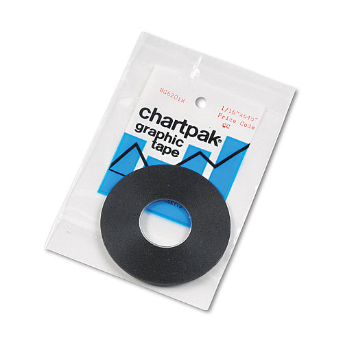 Chartpak Graphic Chart Tapes, 1" Core, 0.06" x 54 ft, Matte Black (CHABG6201M)