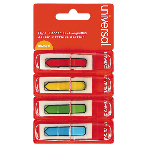Universal Page Flags, Assorted Colors, 35 Flags/Dispenser, 4 Dispensers/Pack (UNV99004)