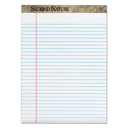 TOPS Second Nature Recycled Ruled Pads, Wide/Legal Rule, 50 White 8.5 x 11.75 Sheets, 6 Pack (TOP74880)