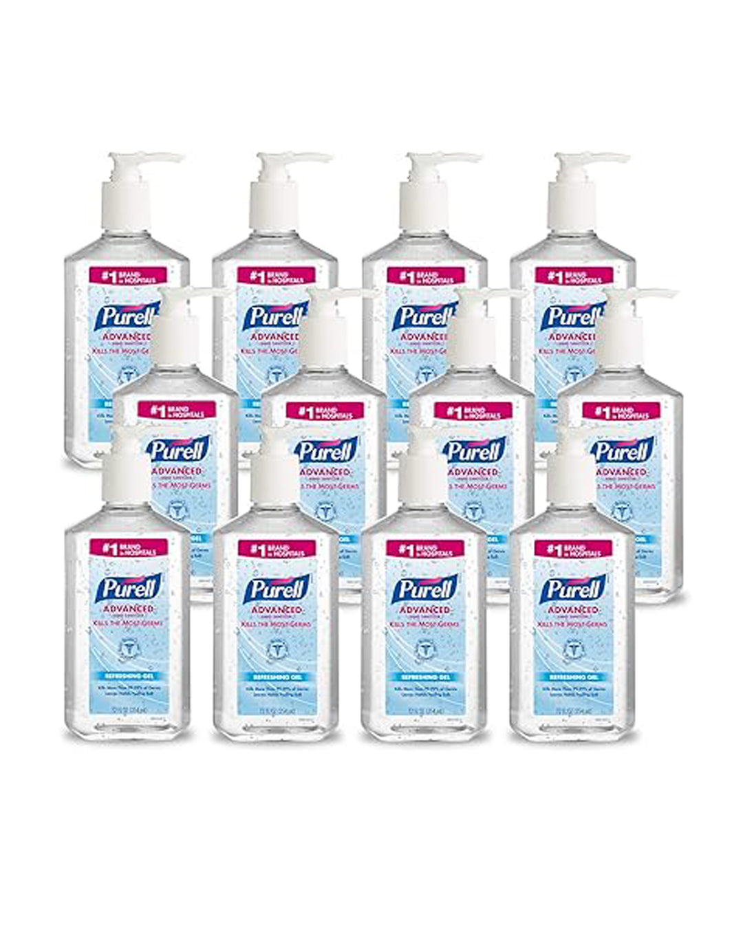 PURELL Advanced Refreshing Gel Hand Sanitizer, 12 oz Pump Bottle, Clean Scent (365912CT)