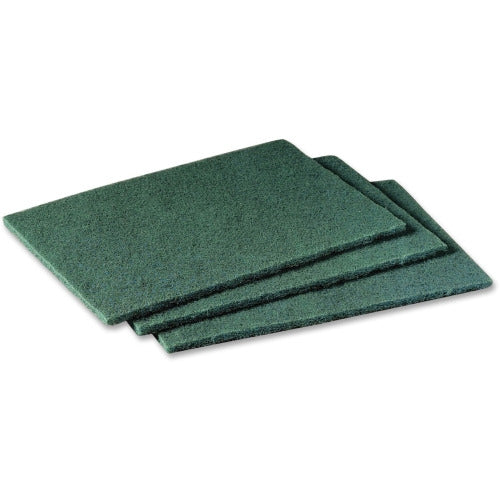 Scouring Pad, 9 in x 6 in W x 1/4 in H, Fiber/Resin, Multipurpose, Green, 20 Pack