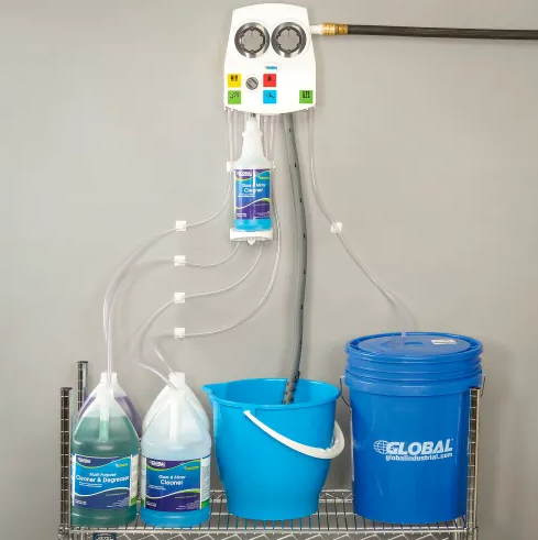 Global Industrial™ Universal Cleaning Chemical Dilution Dispenser, Dual Flow, 5-Chemical (T9F670171)