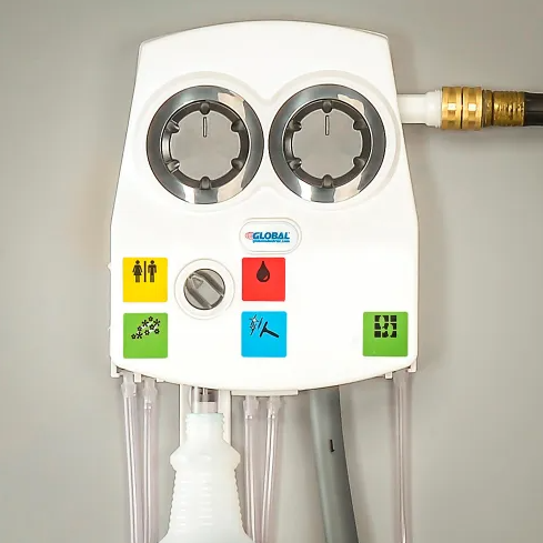 Global Industrial™ Universal Cleaning Chemical Dilution Dispenser, Dual Flow, 5-Chemical (T9F670171)