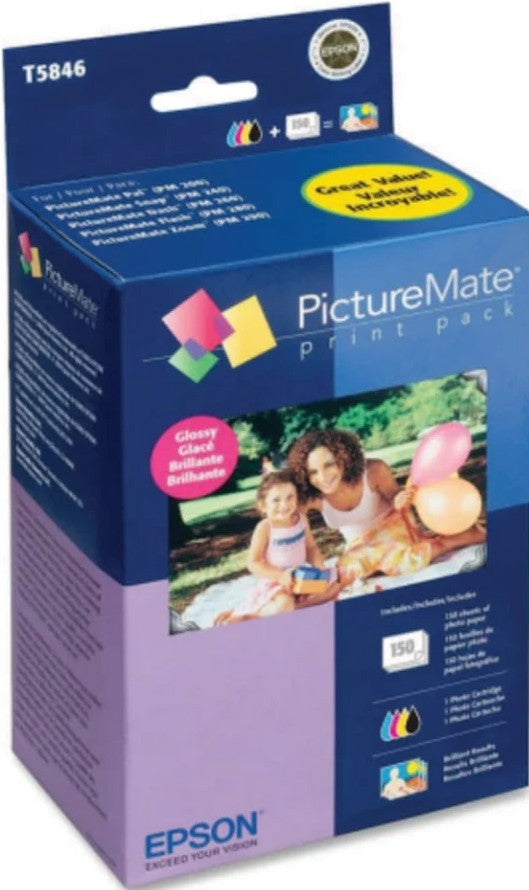 Epson PictureMate 200 Series Print Pack, Glossy, (T5846)
