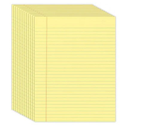 Glue-Top Legal Pads, 8-1/2" x 11", Legal Ruled, 50 Sheets, Canary, Pack Of 12 Pads (SPRS268671)