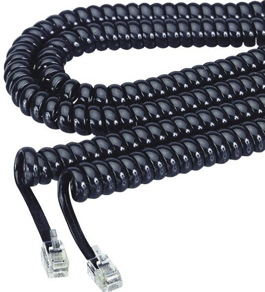 Softalk Coiled Phone Cord, 12', Black, (SOF48102)