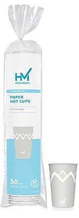 Highmark® Insulated Hot Cups, 16 Oz, 42% Recycled, Gray/White, Pack Of 50 (SPRS669532)