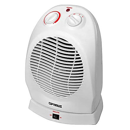Optimus 1500-Watt Portable Oscillating Fan Heater With Thermostat, 10-1/16"H x 7-1/4"W, White (99578845M)