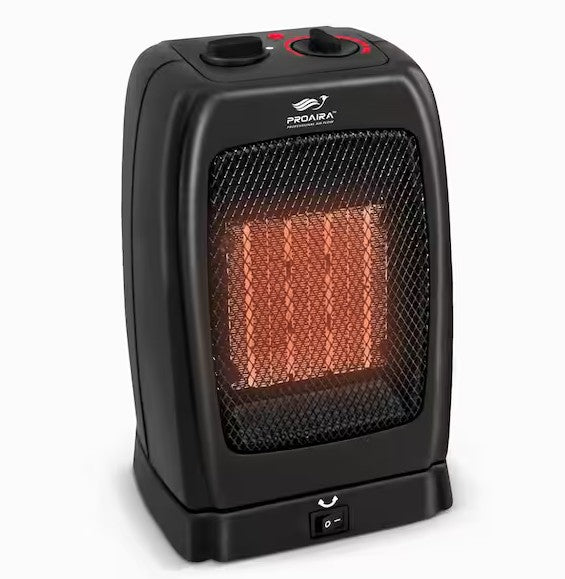 750-Watt /1500-Watt in Black Portable Oscillating Ceramic Space Heater with Tip-Over Safety Switch (HTR30)