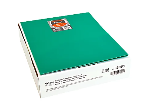 C-Line 2-Pocket Poly Portfolios, Letter Size, Green, Pack Of 25 Portfolios (SPRS5859053)
