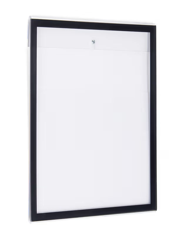 Recycled Acrylic Wall Mounted Sign Holder, Black Border, Clear (WM8511BK)