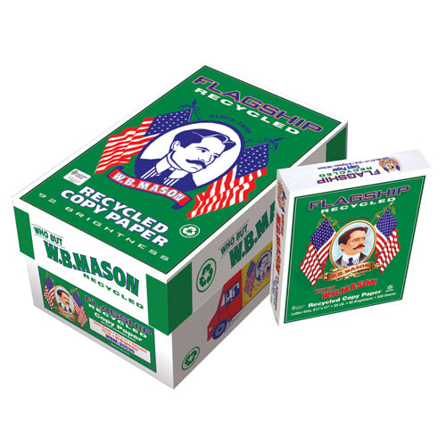 Flagship Recycled 3 Hole Punched 100% Recycled Copy Paper, 92 Bright, 20 lb, 8.5" x 11", White, 500 Sheets/Ream, 10 Reams/Carton (SPRS755289)